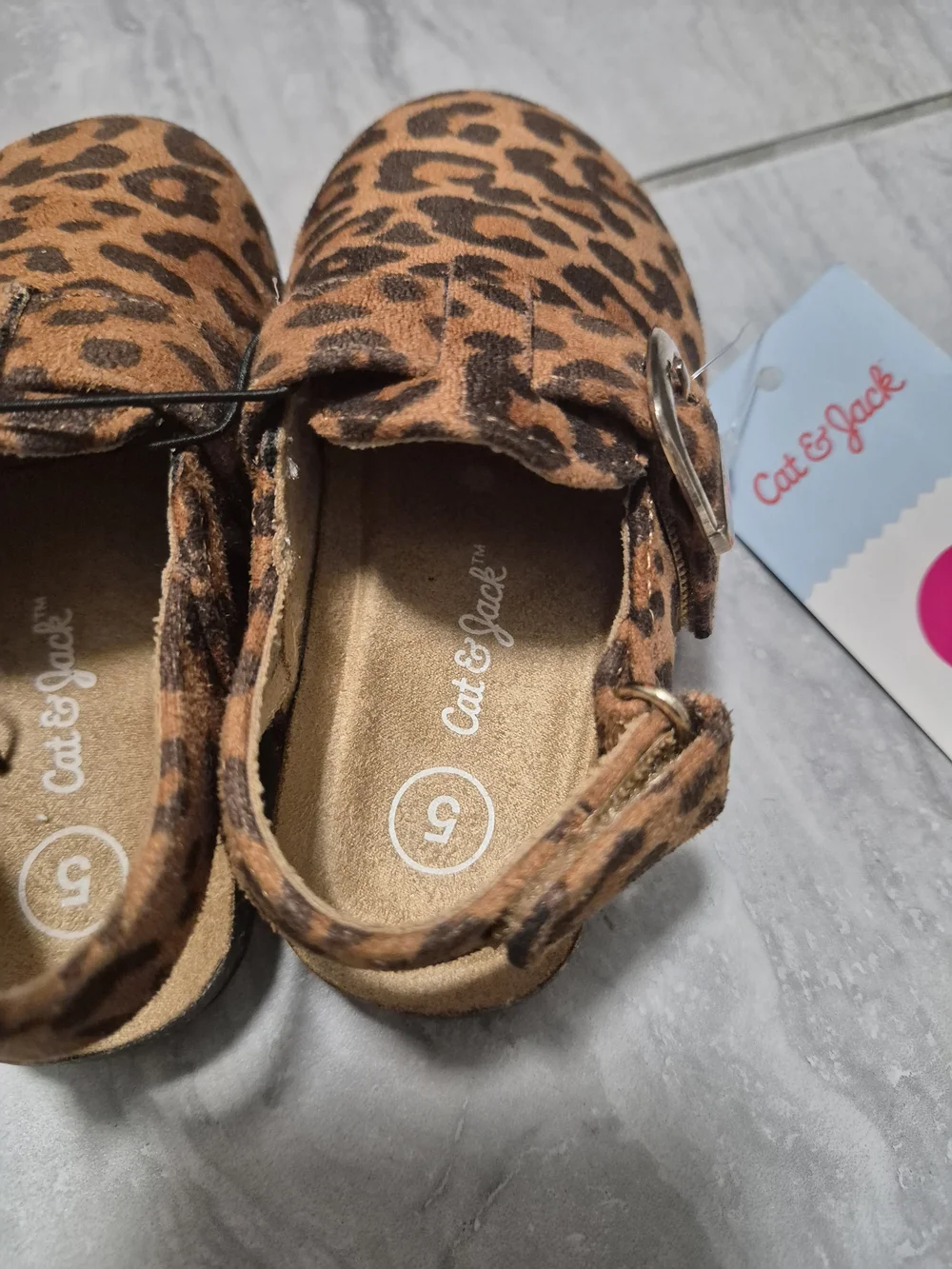 Cat & Jack Leopard Print Mary Jane Sandals - Brown & Black SZ 5